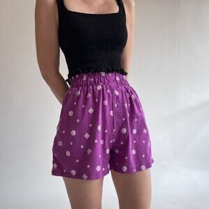 Vtg 90's Purple Celestial Sun High Rise Easy Shorts Size M Fairy Grunge